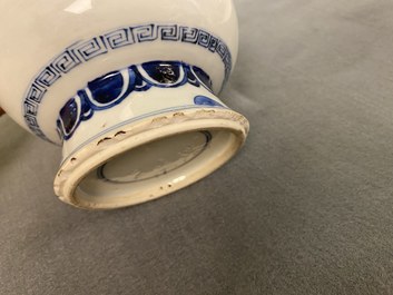 A pair of Chinese blue and white 'taotie' vases, Kangxi